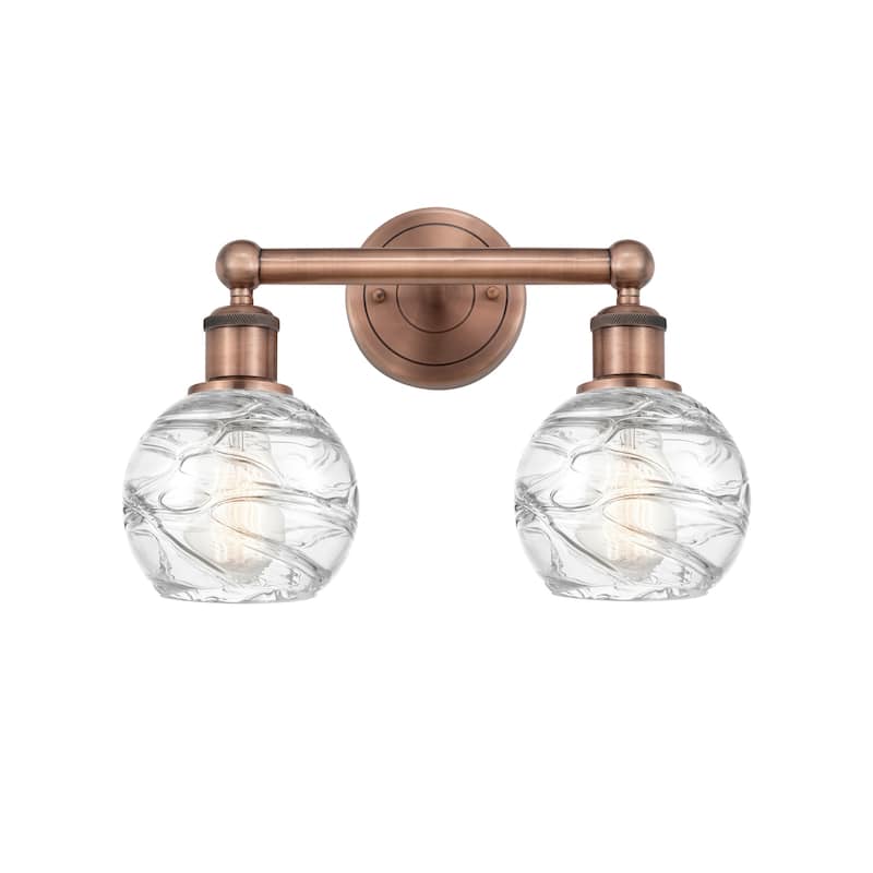 Innovations Lighting 616-2W-11-15 Athens Vanity Athens Deco Swirl 2 - Antique Copper / Clear Deco Swirl