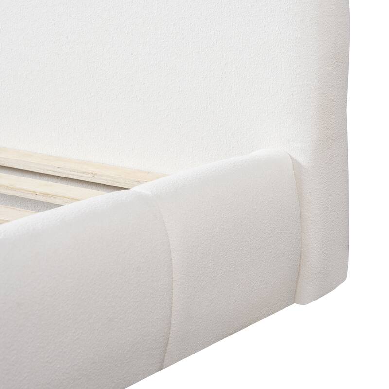 Christopher Knight Home - Sio Modern Boucle Upholstered Platform Bed Frame with Wooden Slats Support, No Box Spring Needed