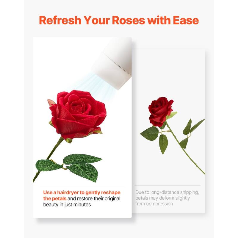 Red Velvet Artificial Roses 60 Stems with Flexible Wire, Realistic 5-Layer Bloom - 3.9 x 3.9 x 20.1 inch