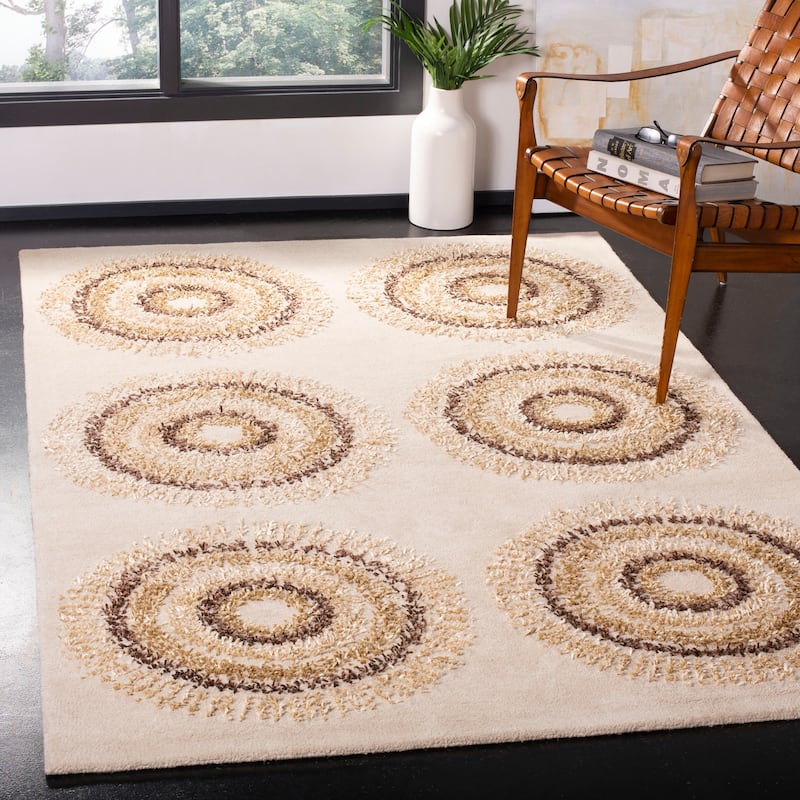 SAFAVIEH Handmade Soho Breann Deco Wool Rug - 3'6" x 5'6" - Beige/Gold