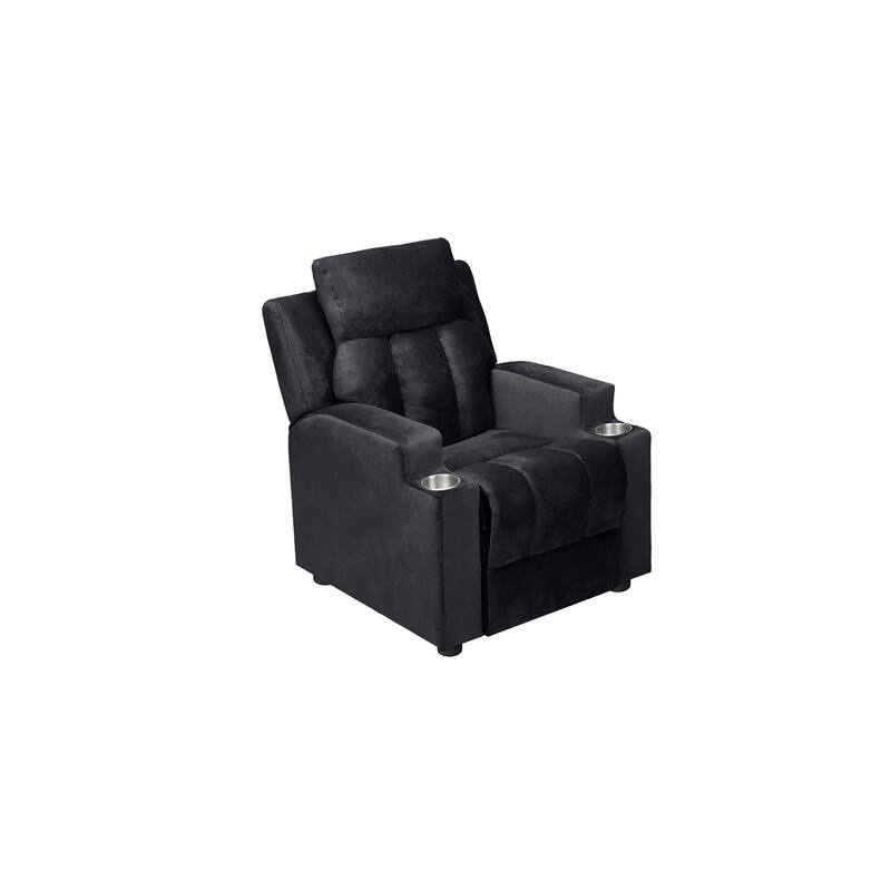 Deluxe Kids Recliner Chair with Footrest Headrest and 2 Cup Holders Microfiber Kids Recliner for Age 3+ Years