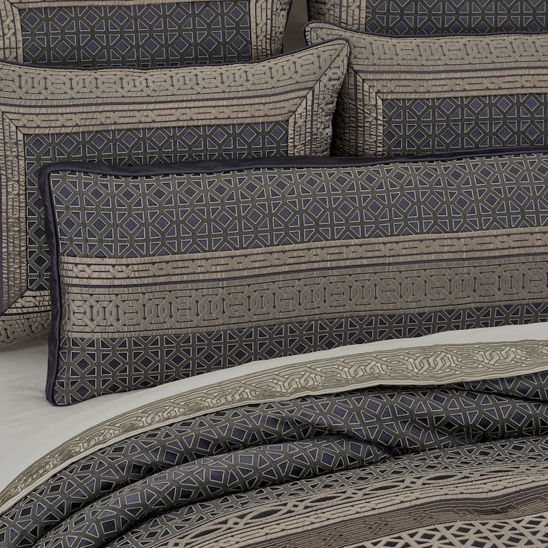 J. Queen New York Alaro Slate Bolster Decorative Throw Pillow - Accent - Polyester - Slate