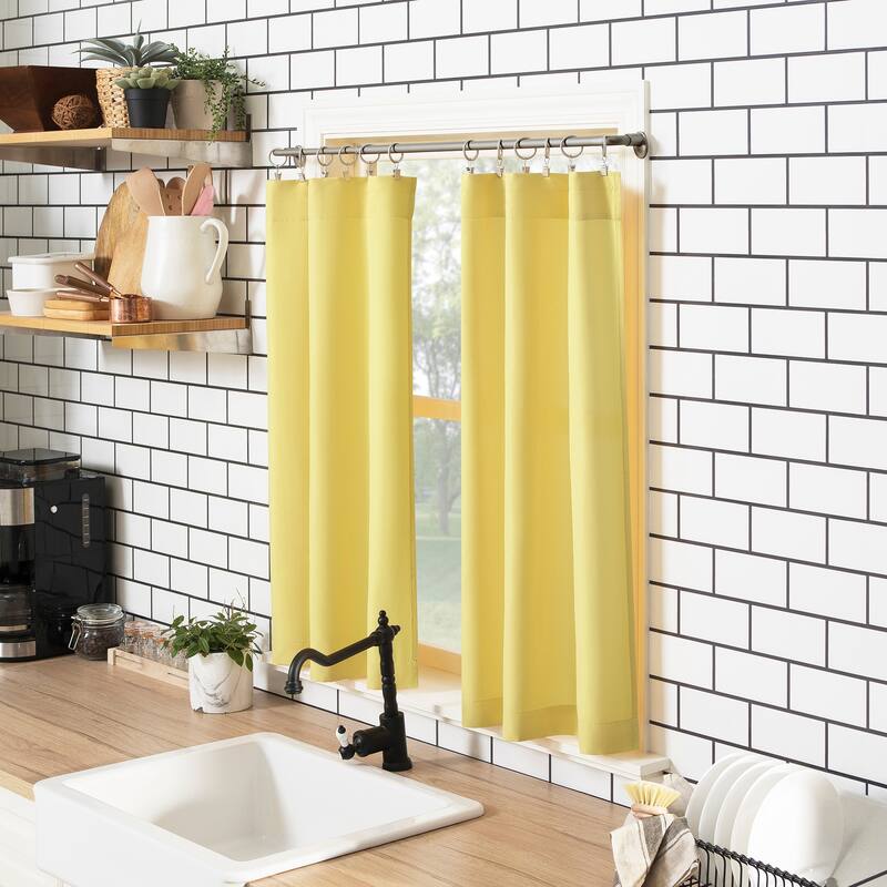 No. 918 Martine Microfiber Semi-Sheer Rod Pocket Kitchen Curtain Valance and Tiers Set