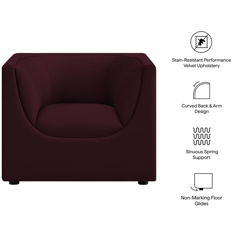 Hilda Curved Back Performance Velvet Armchair