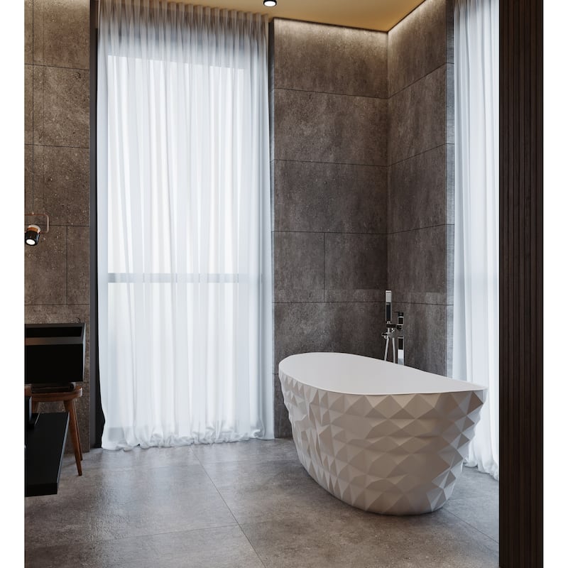 Knightsbrook 64" Freestanding Soaking Solid Surface Bathtub
