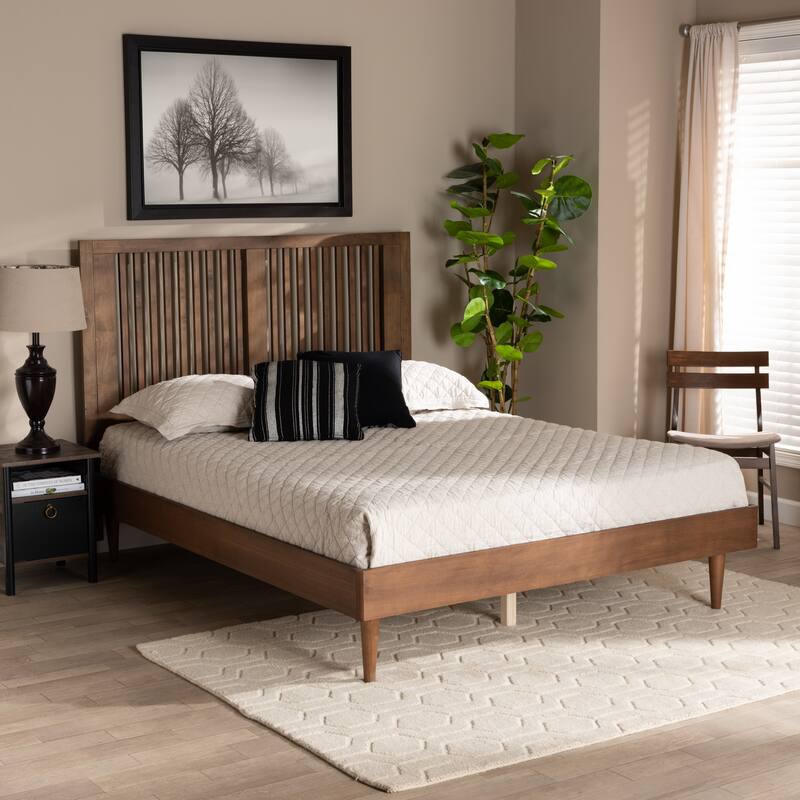 Kioshi Transitional Ash Walnut Finished Wood Platform Bed