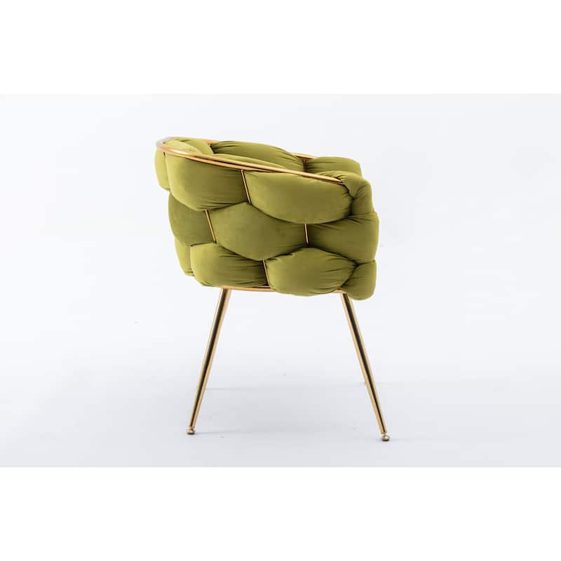 Olive Green Modern 28.7" Velvet Upholstered Accent Chairs with Gold - Plated Metal Legs (Set of 2)