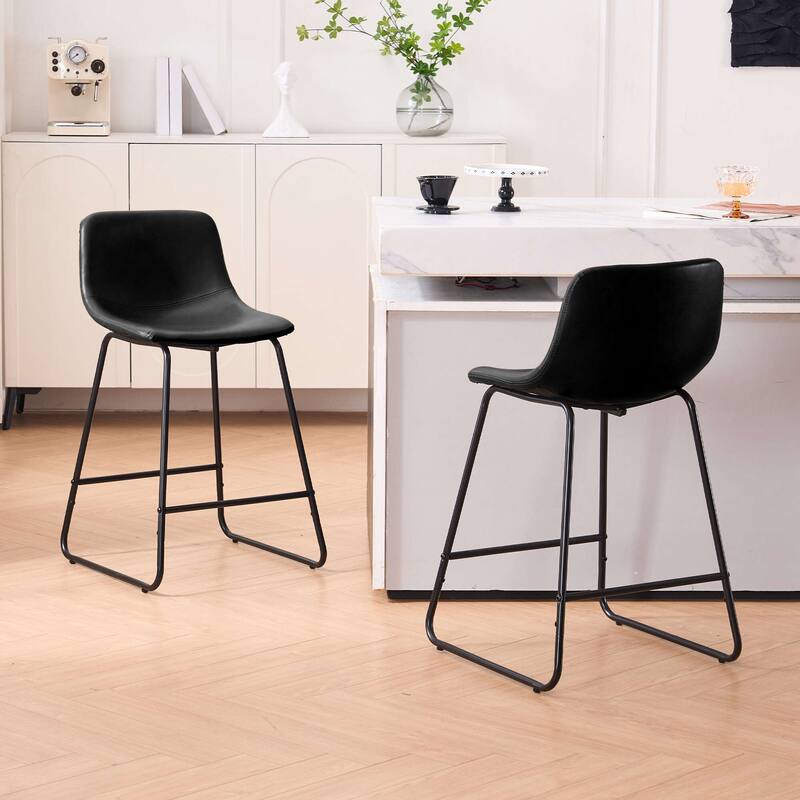 FERPIT Bar Stools Set of 2, Faux Leather Counter Height Bar Stools with Back