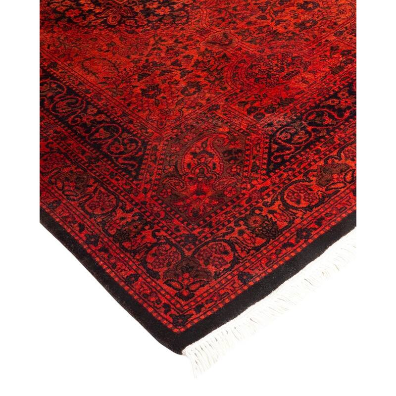 Overton Hand Knotted Wool Vintage Inspired Modern Contemporary Overdyed Orange Area Rug - 3' 2" x 5' 2"