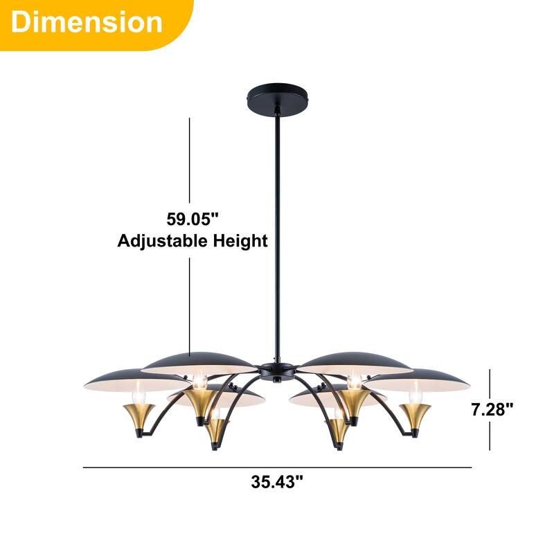Starsky 6-Light Modern Unique Black&Gold Round Chandelier