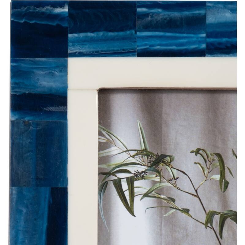 Decorative Photo Frame Contemporary Resin Wood Navy Blue and White Geometric Design Picture Frame Home
