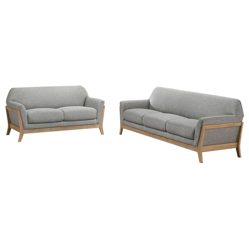 Vaughn Fabric Upholstered Flared Arm Sofa Set Grey - 2-piece
