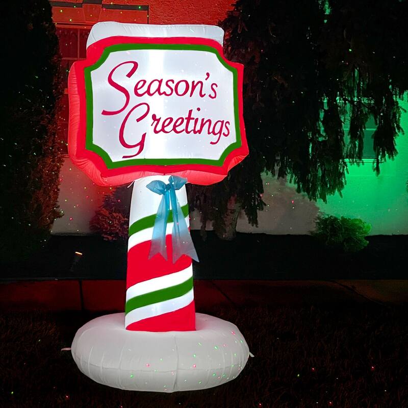 Fraser Hill Farm 6-Ft. Tall Prelit Season's Greetings Sign Inflatable