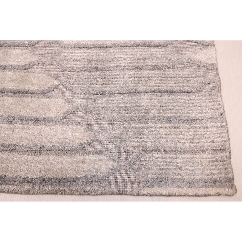 ECARPETGALLERY Hand Loomed Elysian Grey Silk Rug - 6'8 x 9'7