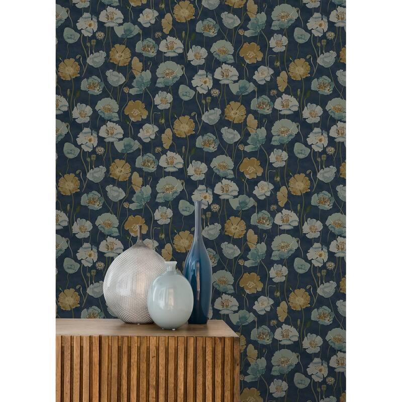 NuWallpaper Adelia Indigo Peel and Stick Wallpaper
