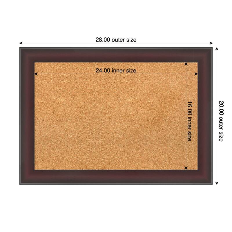 Grand Cherry Narrow Framed Cork Board - Bulletin Board, Organization Board, Pin Board - Natural - 28 x 20 in