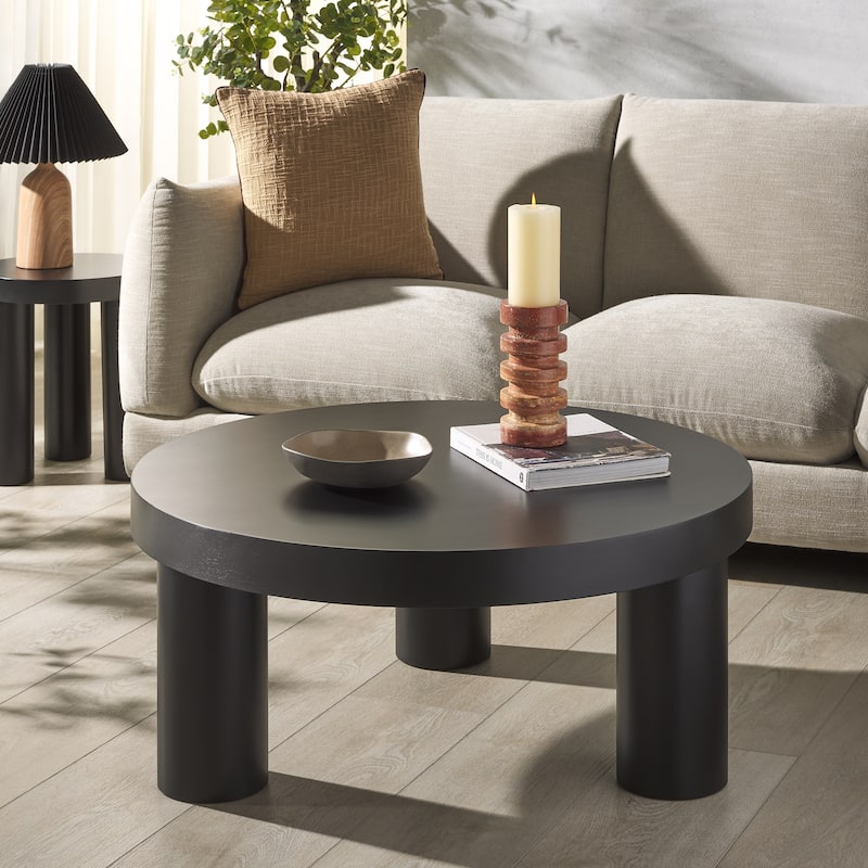 SAFAVIEH Couture Bary Round 3-Leg Coffee Table - 35"W x 35"D x 15"H - Black