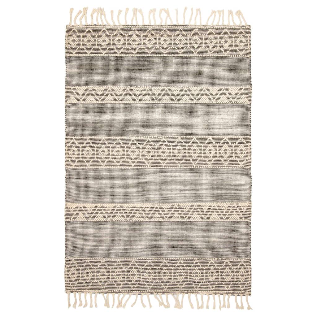 ECARPETGALLERY Braid weave Sienna Dark Grey Wool Rug - 5'4 x 7'10