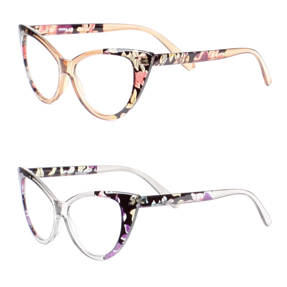 Shop Womens Cat Eye Reading Glasses 2 Pairs 1 Brown 1 Gray
