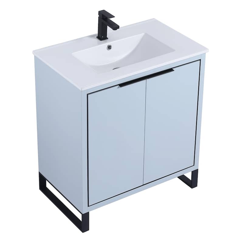 Fine Fixtures Opulence Collection Bathroom Vanity with White Ceramic Sink