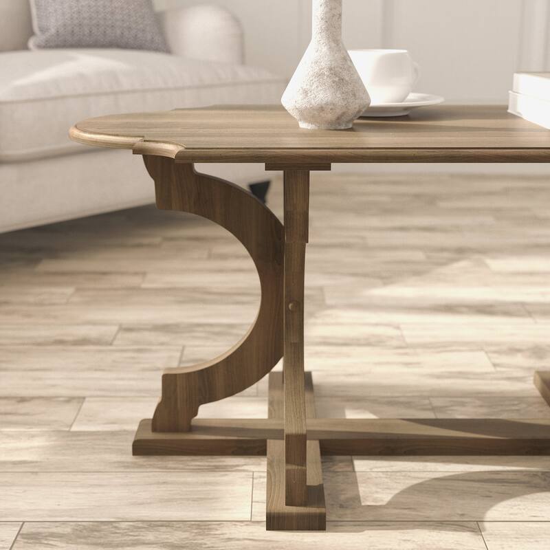 GALANO Doynton 39.4 in. Oval Solid Wood Top Coffee Table