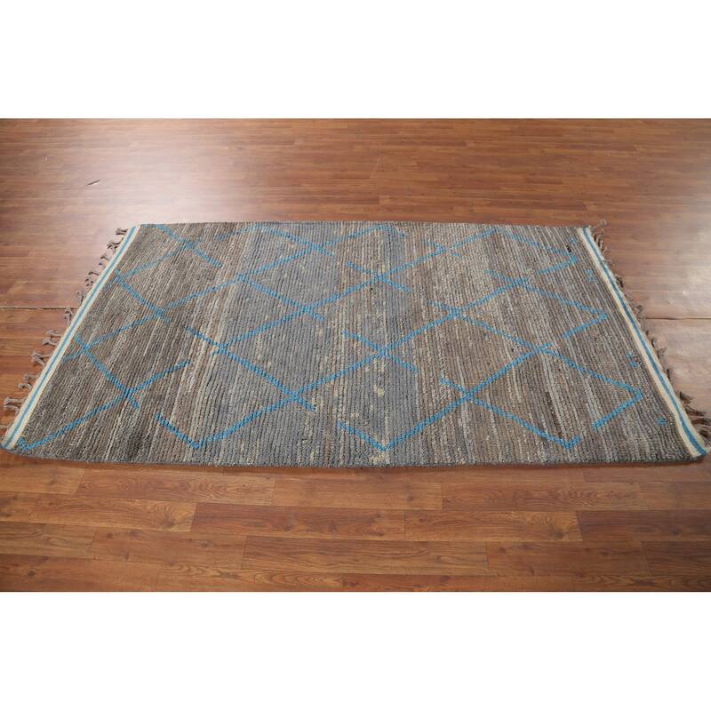 Trellis Moroccan Oriental Area Rug Hand-Knotted Wool Carpet - 4'0"x 6'10"