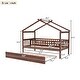 preview thumbnail 12 of 10, Wooden Twin Size Creativity House Bed with Twin Size Trundle and Headboard, Spacious Storage