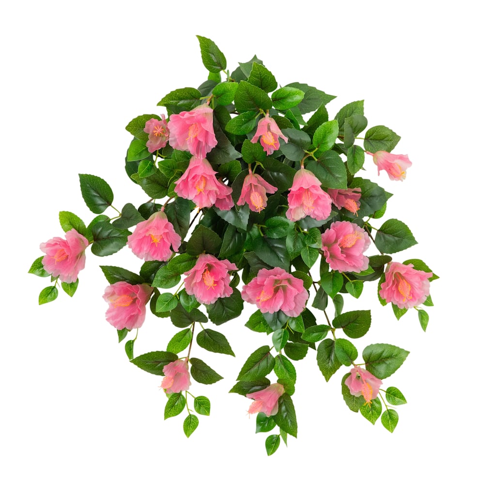 24-in UV Resistant Artificial Hibiscus Hanging Plant - Set of 2