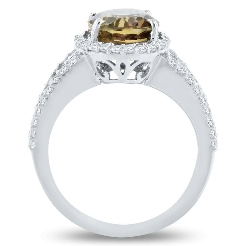 Auriya 14k Gold 3 3/4ct Rare Sapphire and 1 1/10ctw Halo Diamond Engagement Ring.