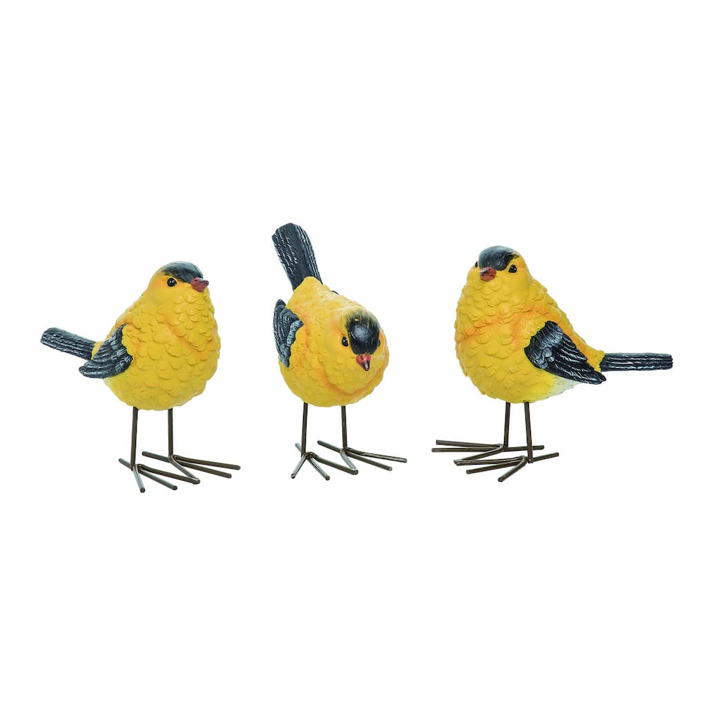 Transpac Large Resin Goldfinch Set of 3 Spring Home Decorations