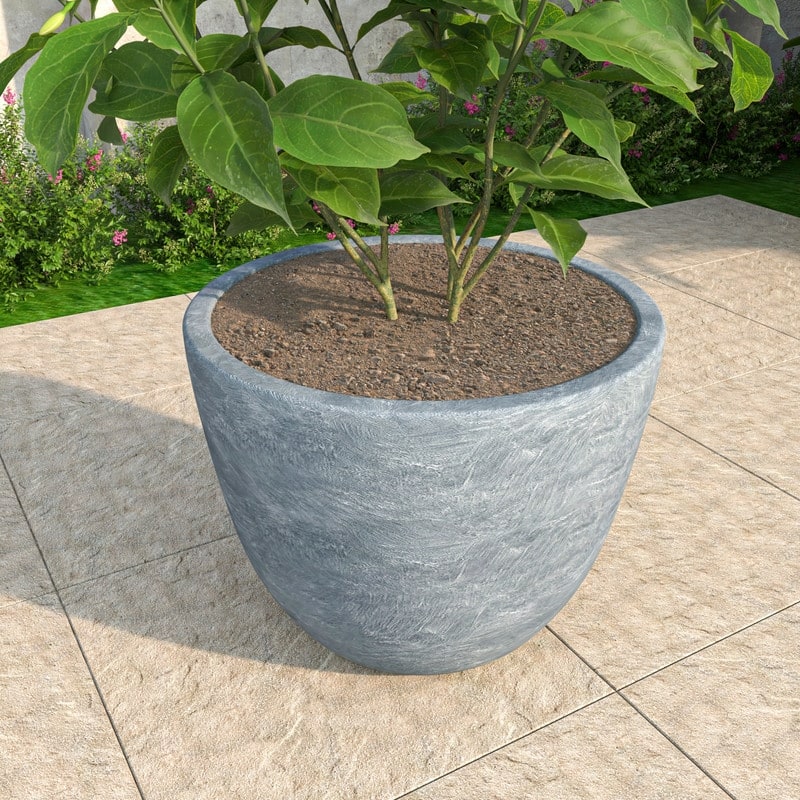 Dahlia Round Planter Pot in Fiberstone & MGO Clay with Drainage for Indoor Outdoor Patio Yard Weather Resistant Design