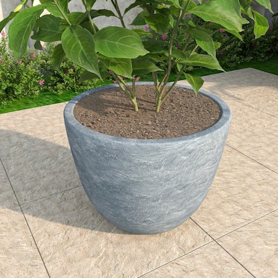Dahlia Round Planter Pot in Fiberstone & MGO Clay with Drainage for Indoor Outdoor Patio Yard Weather Resistant Design