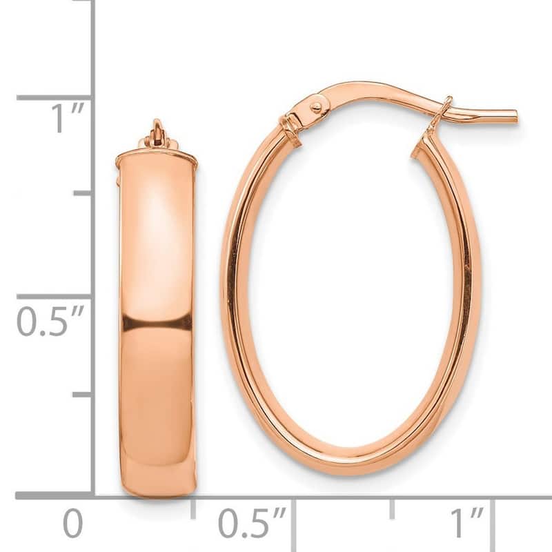 Curata 14k Rose Gold High Polished Oval Hoop Earrings - 25.35x16.77mm