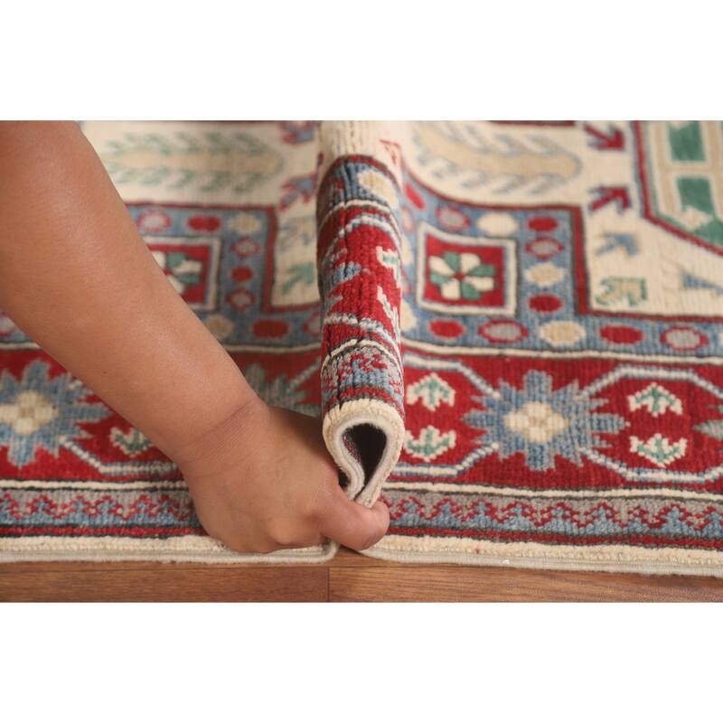 Geometric Kazak Runner Rug Hallway Handmade Wool Carpet - 2'9" x 9'4"