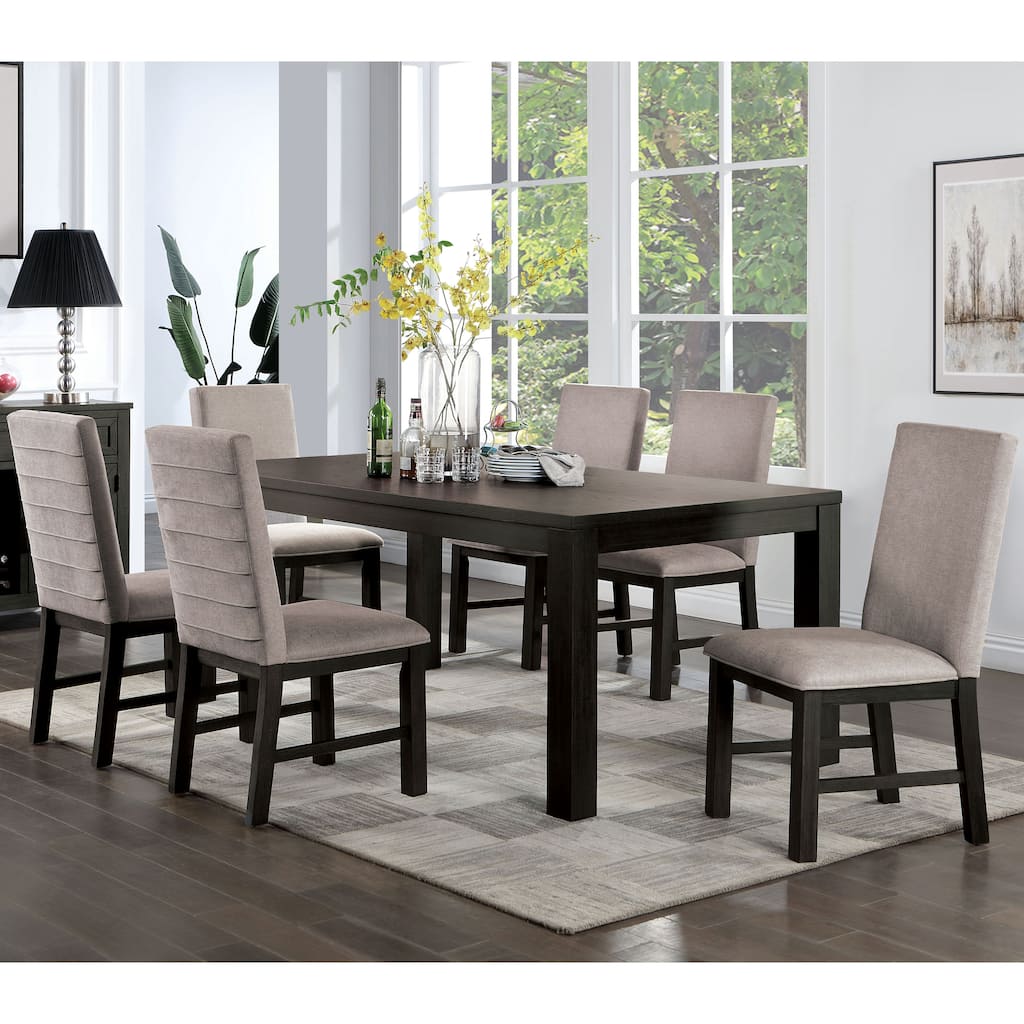 Furniture of America Plax Transitional Antique Black and Grey Wood 7-Piece Dining Table Set