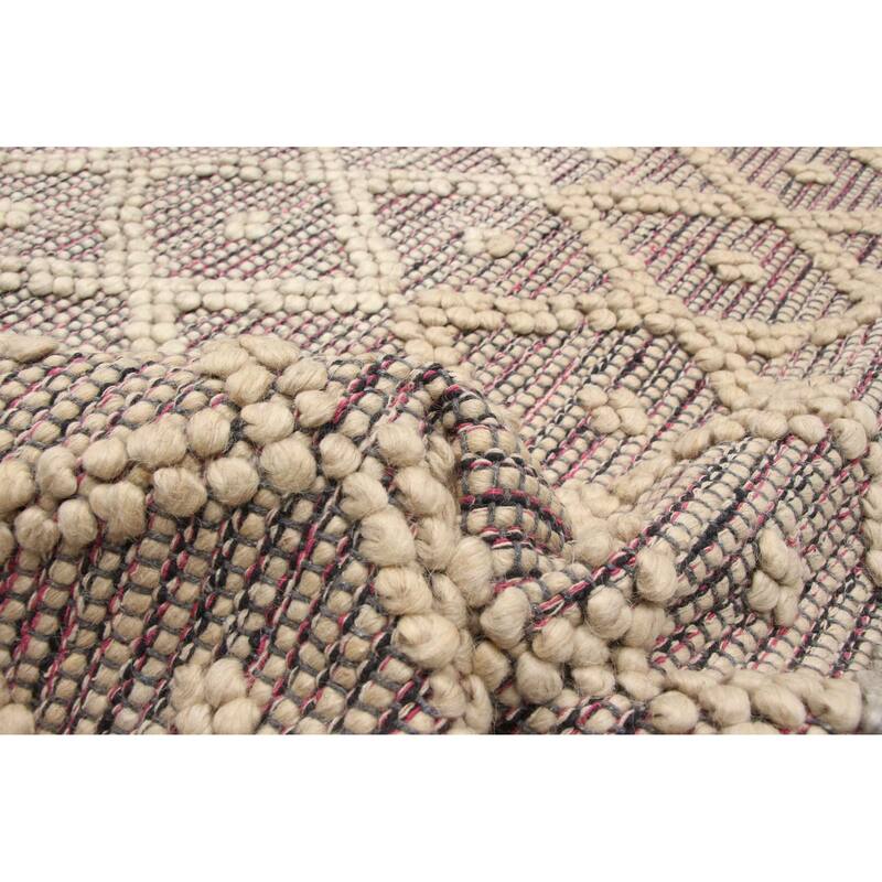 ECARPETGALLERY Braid weave Sienna Khaki Wool Rug - 5'0 x 7'11
