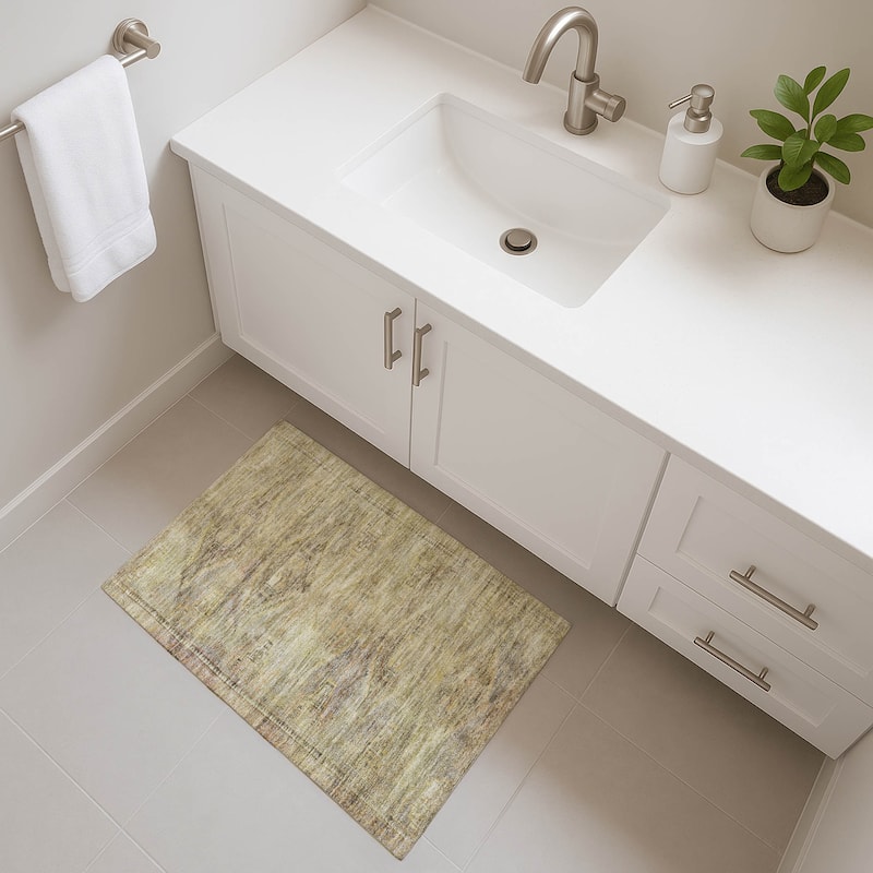 Premium Washable Super Soft Vintage Traditional Mayfield Rug - Aloe - 1'8" x 2'6"