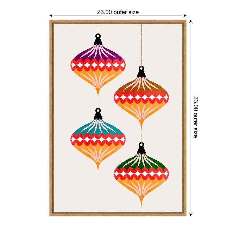 Christmas Balls (vers.3) by Eins Kubistika (23 x 33 in.), Framed Canvas Wall Art Print - Sylvie Natural