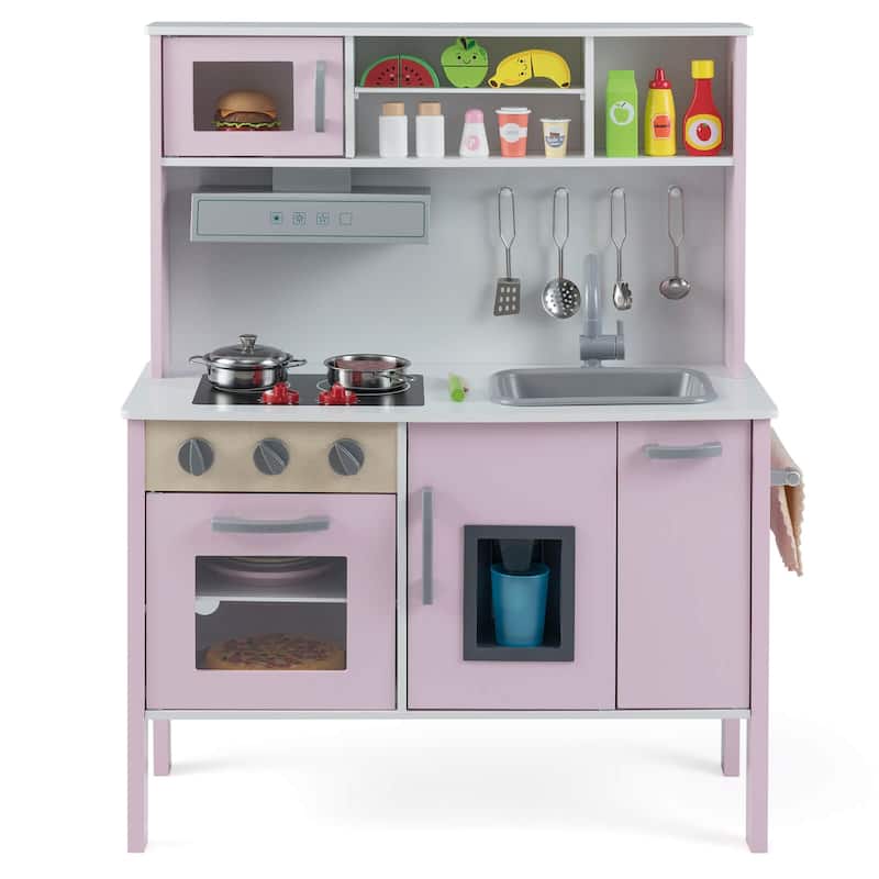 Costway Kids Kitchen Playset Wooden Pretend Play Chef Toy with - See Details