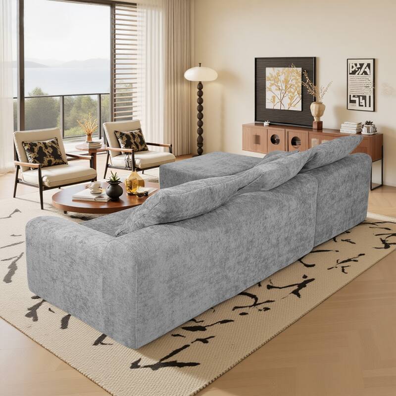 111.2" Modern L-Shaped Sectional Sofa - Modular Couch with Adjustable Configurations, Soft Melange chenille Fabric