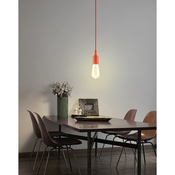 1 Light Mini Pendant Light Fixture Adjustable Fabric Insulating Lamp Cord Red On Sale Bed Bath Beyond 34059700