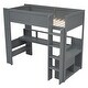 preview thumbnail 5 of 4, Twin Size Wood Gaming Loft Bed with Desk, Shelves, LED and Charging Station