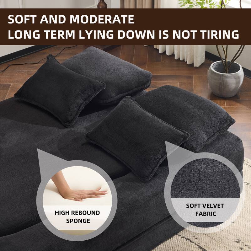 Folding Plush Futon Loveseat Couch Converts into Sleeper Sofa Bed or Yoga Mattress, High-Density Foam Queen Size Floor Bed