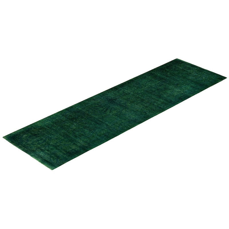 Overdyed One-of-a-Kind Hand-Knotted Runner Rug - Green - 2' 7" x 9' 0"