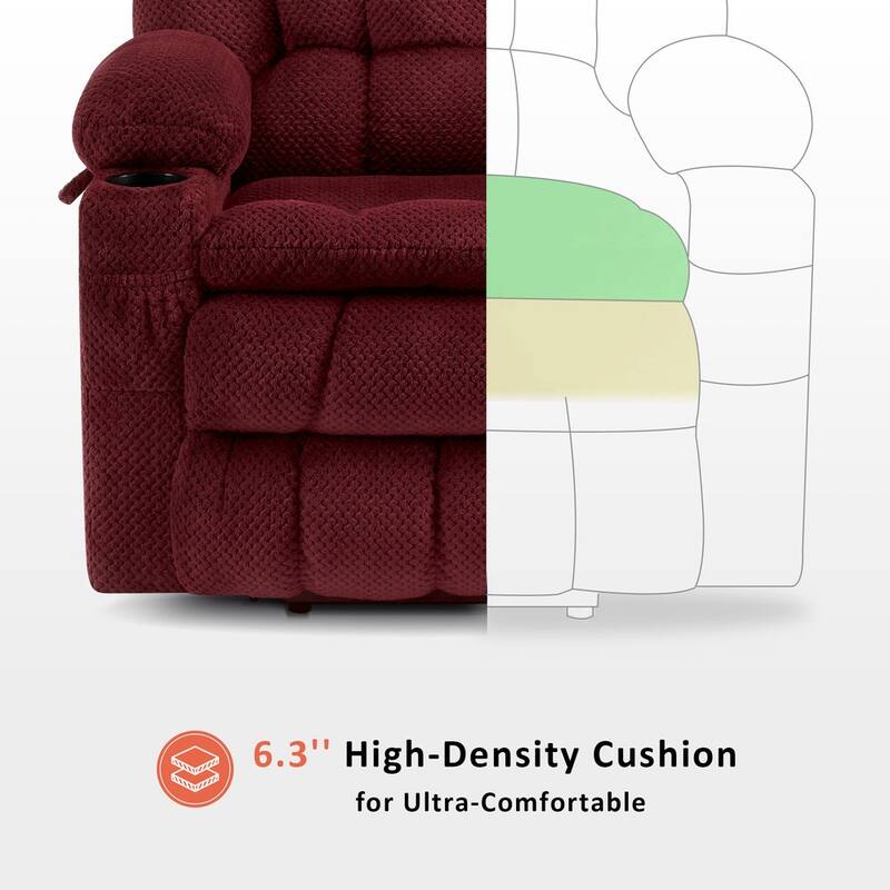 MCombo Large Dual Motor Power Lift Recliner Chair Sofa with Massage and Heat for Tall Elderly People, Fabric 7896