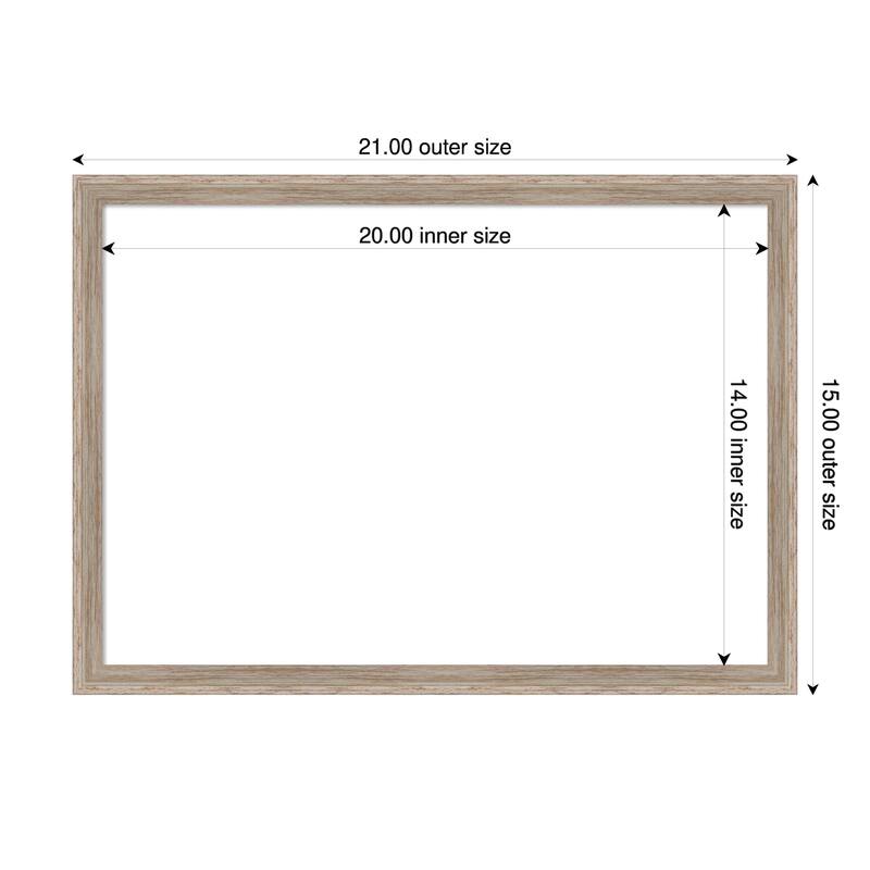 Amanti Art Hardwood Wedge Mocha Framed Dry Erase Magnetic Board - 21 x 15 in - Hardwood Wedge White Wash