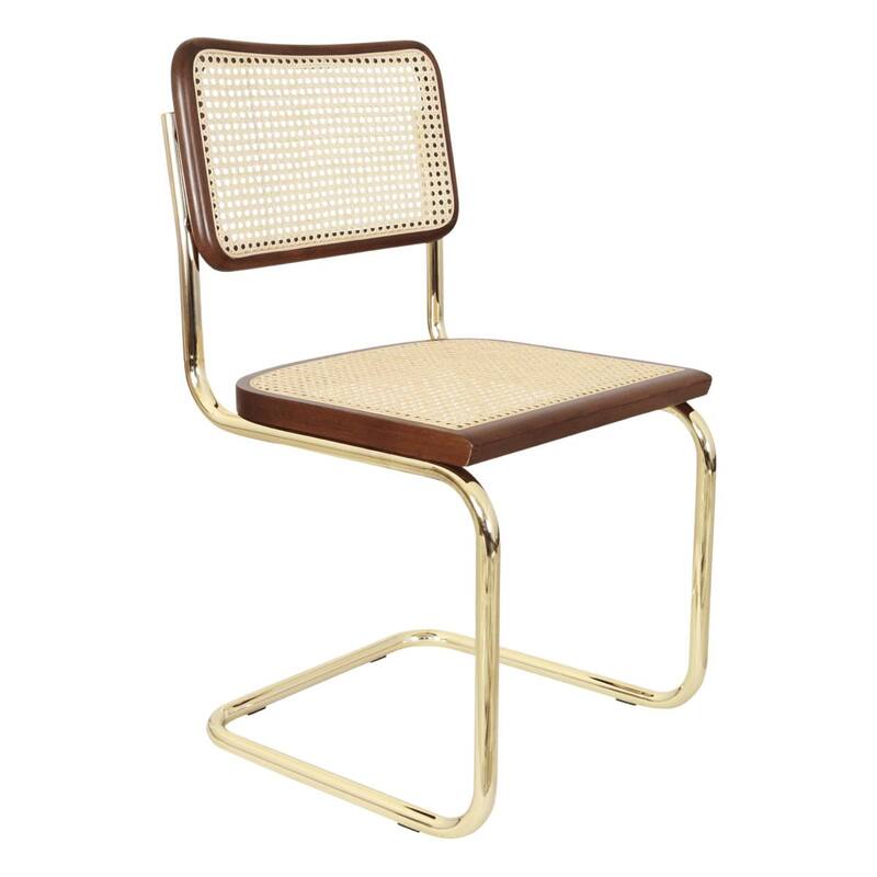 Breuer Chair Company Marcel Breuer Cesca Cane Cantilever Side Chair w/ Brass Steel Frame (Various Wood & Cane Colors)
