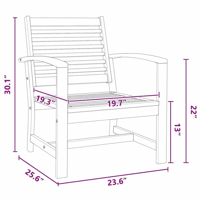 vidaXL Garden Chairs 2 pcs Natural 60 x 65 x 76.5 cm Solid teak wood - 23.6 x 25.6 x 30.1 inch