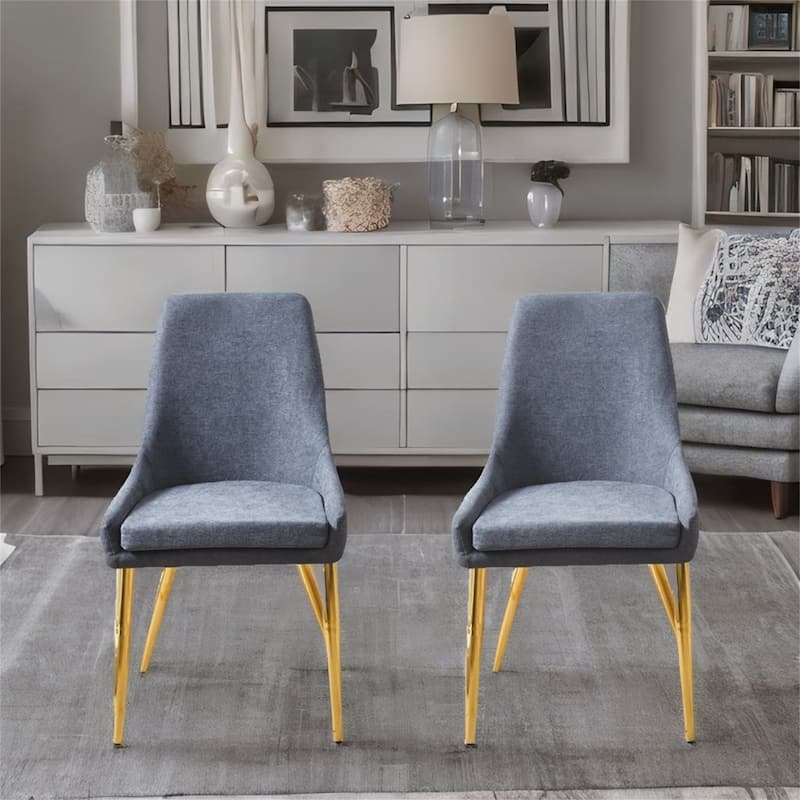 Upholstered Armless Fabric Dining Chairs (Set of 2) - Grey