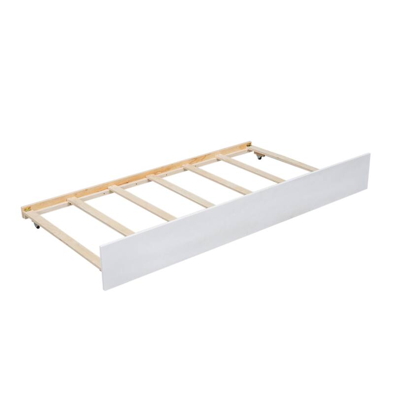Twin Over Full Pine Bunk Bed with Trundle, Convertible to Two Beds